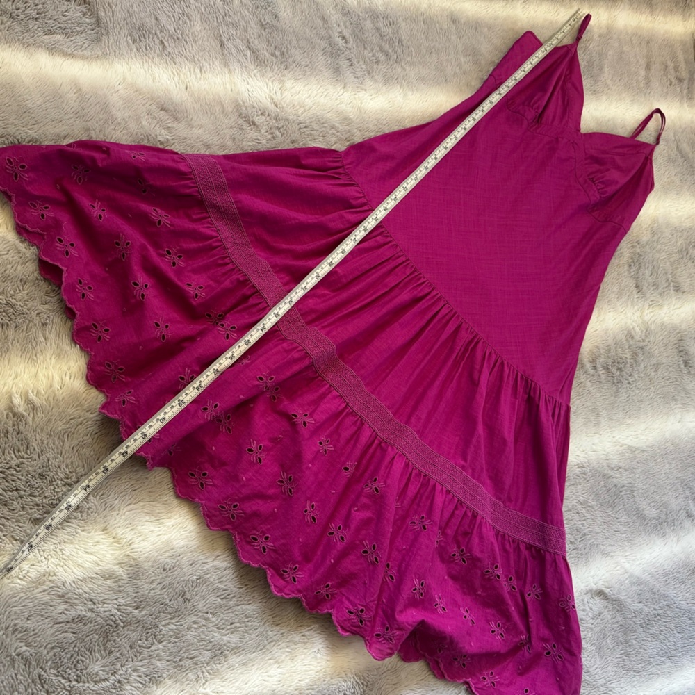 Vintage GAP pink fuschia Tiered Ruffle Eyelet Summer Dress sleeveless size 8 - Picture 9 of 14
